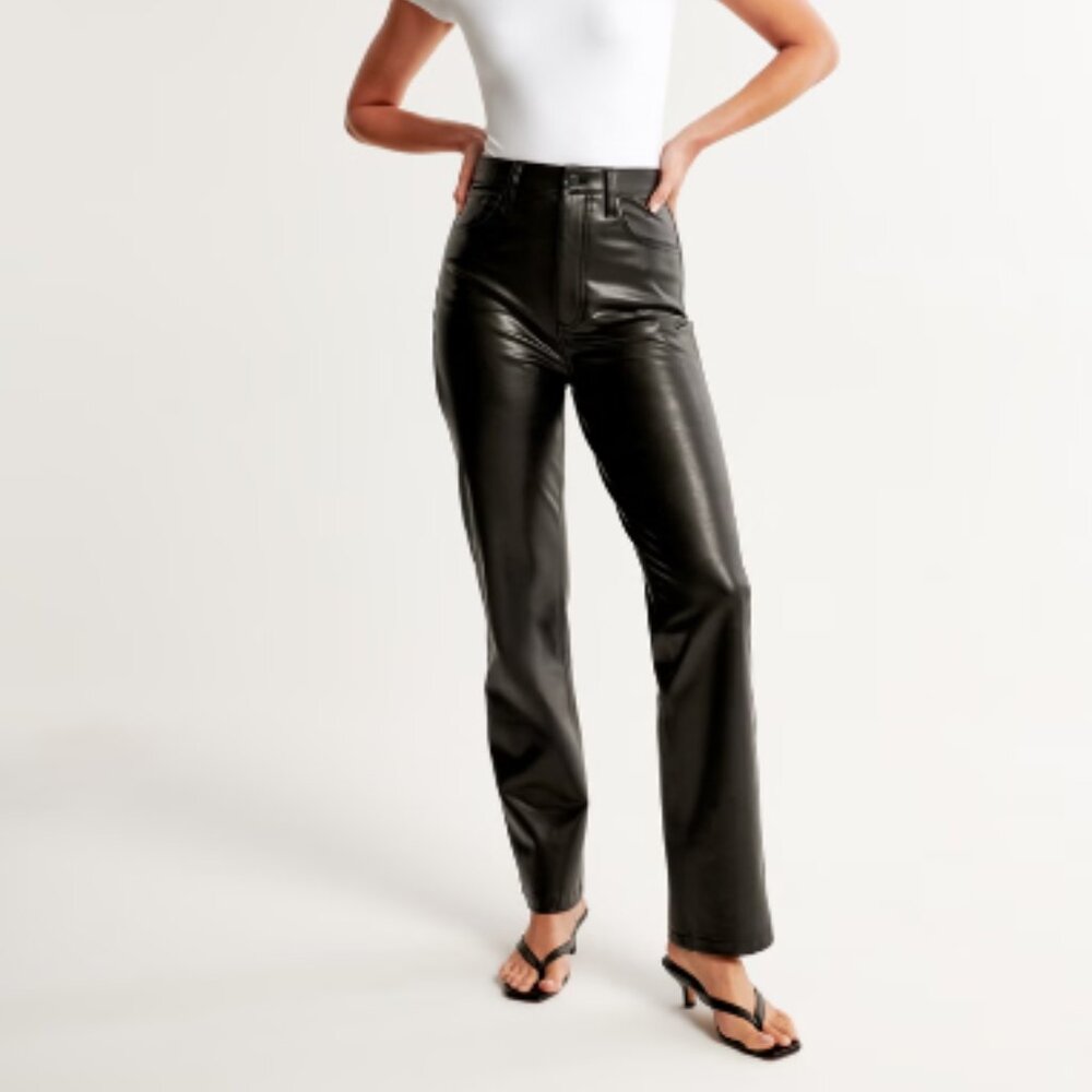 Abercrombie and Fitch Vegan Leather 90s Straight Pant Size 33L